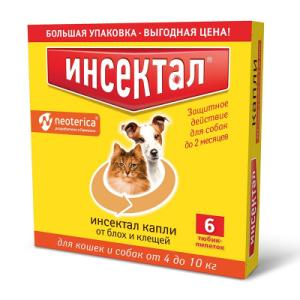 Anti-insect drops for cats and dogs from 4 to 10 kg. Insectal